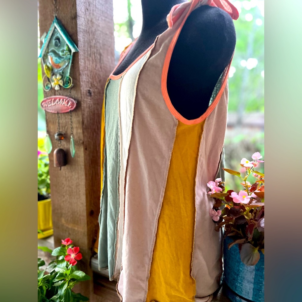 Easel Boho Hippie Color-Block Tie Straps Soft Cot… - image 2